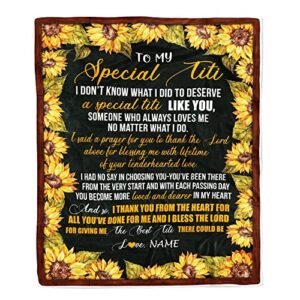centurytee personalized to my special titi blanket from niece nephew thank you the best titi birthday mothers day thanksgiving christmas customized fleece blanket (30 x 40 inches – baby size)