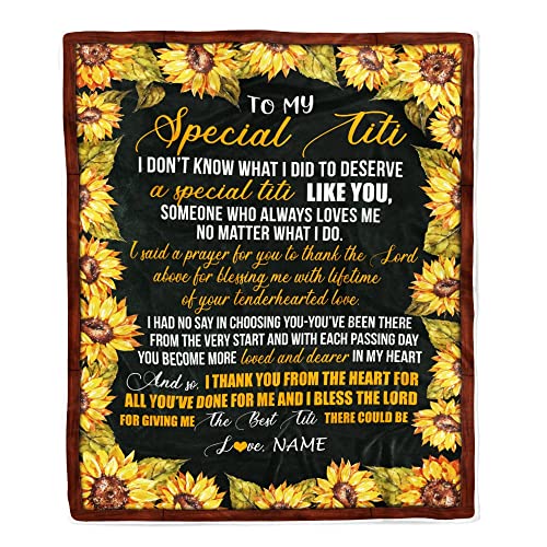 CenturyTee Personalized to My Special Titi Blanket from Niece Nephew Thank You The Best Titi Birthday Mothers Day Thanksgiving Christmas Customized Fleece Blanket (30 x 40 Inches - Baby Size)