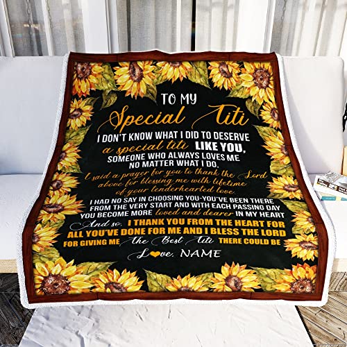 CenturyTee Personalized to My Special Titi Blanket from Niece Nephew Thank You The Best Titi Birthday Mothers Day Thanksgiving Christmas Customized Fleece Blanket (30 x 40 Inches - Baby Size)