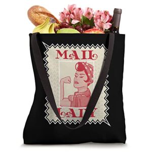 Female Postal Worker Mail Lady Stamp Tote Bag