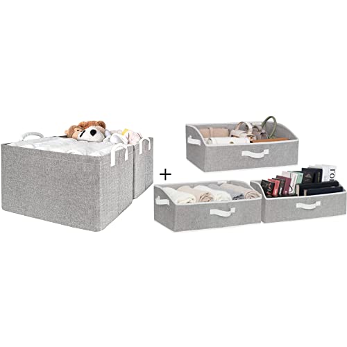 StorageWorks 5-Pack Storage Bins for Shelves with Metal Frame, Decorative Storage Boxes