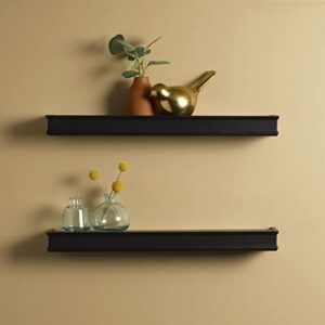 MELANNCO Modern Traditional Floating Wall Shelves for Bedroom, Living Room, Nursery, Office, Set of 2, 20 Inch, Black Finish
