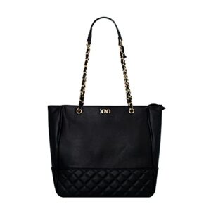 xoxo women’s black vegan leather tote bag with chain handle
