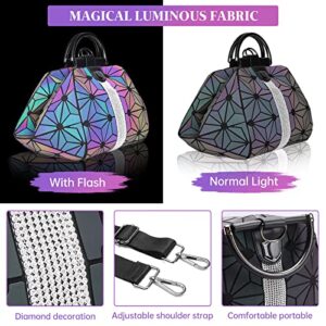 chosping Geometric Luminous Purse Holographic Reflective Handbags Women's Fashion Backpack (Diamond)