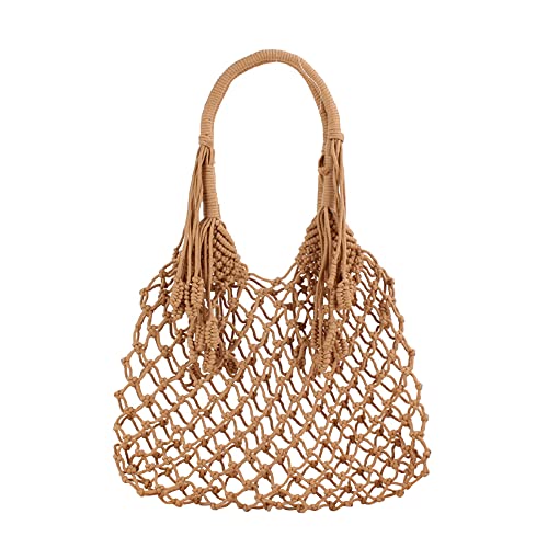 JBRUN Womens Hand-woven Straw Shoulder Bag Beach Bag Tote Braided Handbag Summer Hobo Bag Travel Bag (A)