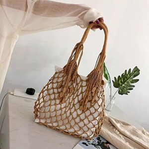 JBRUN Womens Hand-woven Straw Shoulder Bag Beach Bag Tote Braided Handbag Summer Hobo Bag Travel Bag (A)