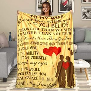 gifts for wife, to my wife blanket 50″ x 60″, romantic gifts for wife, gift for wife from husband, soft throw blanket for wife birthday wedding valentine’s mother’s day christmas