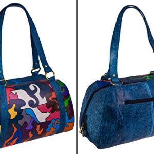 Women's Hand Painted Genuine Leather Handbag - Shoulder Bag - Hobo, by Evi's Bags. Unique, Large, Handmade Purse - Satchel - Tote. Wearable Art - Puzzle Piece Bag, Multicolor