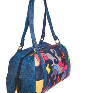 Women's Hand Painted Genuine Leather Handbag - Shoulder Bag - Hobo, by Evi's Bags. Unique, Large, Handmade Purse - Satchel - Tote. Wearable Art - Puzzle Piece Bag, Multicolor