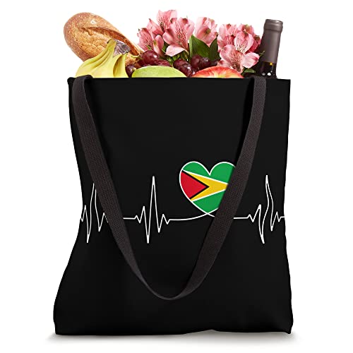 Guyana Love Heartbeat and Guyanese Flag Heart Guyana Tote Bag