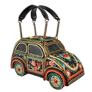 mary frances joyride vintage car beaded top handles handbag, multi