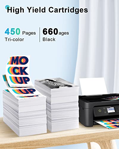 62XL Ink Cartridge Black and Color Combo Pack High Yield Replacement for HP Ink 62 XL for HP Envy 7640 7645 5660 5642 5540 for HP OfficeJet 8045 8040 5746 5745 5740 5740 250 200(1 Black, 1 Tri-Color)