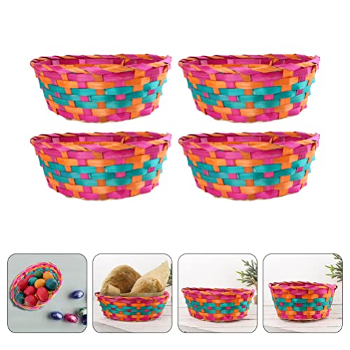 Picnic Baskets Woven Wicker Basket: Great for Easter Basket Storage of Plastic Easter Eggs Candy Gift Wedding Baskets 4pcs