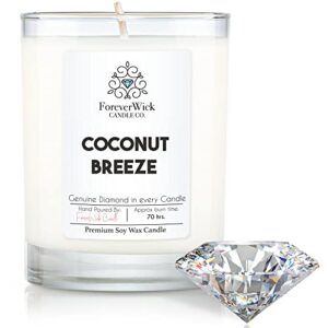 foreverwick coconut breeze candle | gifts for women | valentines gifts | aromatherapy candle for bath, destress & clearance | strong scented candles for decor | 14 oz & 70 hours burning time