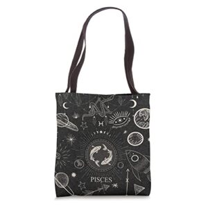 galaxy zodiac sign astrological celestial aesthetic pisces tote bag