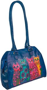 evi’s bags women’s hand painted genuine leather handbag – shoulder bag – hobo, by evi’s bags. unique, large, handmade purse – satchel – tote. wearable art – alley cat bag, multicolor