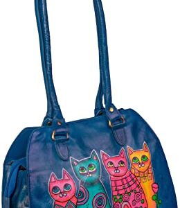 Evi's bags Women's Hand Painted Genuine Leather Handbag - Shoulder Bag - Hobo, by Evi's Bags. Unique, Large, Handmade Purse - Satchel - Tote. Wearable Art - Alley Cat Bag, Multicolor