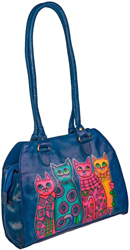 Evi's bags Women's Hand Painted Genuine Leather Handbag - Shoulder Bag - Hobo, by Evi's Bags. Unique, Large, Handmade Purse - Satchel - Tote. Wearable Art - Alley Cat Bag, Multicolor