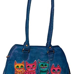 Evi's bags Women's Hand Painted Genuine Leather Handbag - Shoulder Bag - Hobo, by Evi's Bags. Unique, Large, Handmade Purse - Satchel - Tote. Wearable Art - Alley Cat Bag, Multicolor