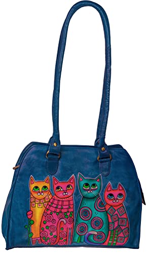 Evi's bags Women's Hand Painted Genuine Leather Handbag - Shoulder Bag - Hobo, by Evi's Bags. Unique, Large, Handmade Purse - Satchel - Tote. Wearable Art - Alley Cat Bag, Multicolor