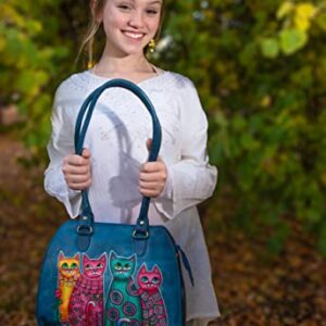 Evi's bags Women's Hand Painted Genuine Leather Handbag - Shoulder Bag - Hobo, by Evi's Bags. Unique, Large, Handmade Purse - Satchel - Tote. Wearable Art - Alley Cat Bag, Multicolor