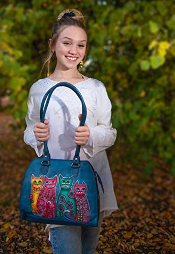 Evi's bags Women's Hand Painted Genuine Leather Handbag - Shoulder Bag - Hobo, by Evi's Bags. Unique, Large, Handmade Purse - Satchel - Tote. Wearable Art - Alley Cat Bag, Multicolor