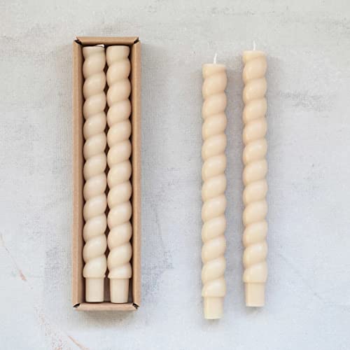 Christmas Store 10 H Cream Unscented Twisted Taper Candles in Box, Set of 2