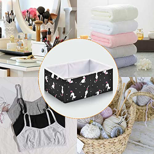 Cute Cats Black Storage Baskets for Shelves Foldable Collapsible Storage Box Bins with Fabric Bins Cube Toys Organizers for Pantry Organizing Shelf Nursery Home Closet,11 x 11inch