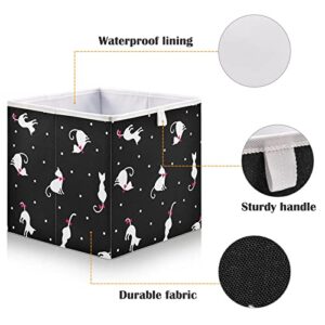 Cute Cats Black Storage Baskets for Shelves Foldable Collapsible Storage Box Bins with Fabric Bins Cube Toys Organizers for Pantry Organizing Shelf Nursery Home Closet,11 x 11inch