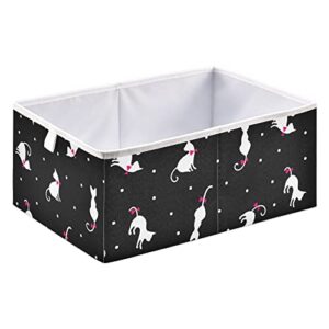 Cute Cats Black Storage Baskets for Shelves Foldable Collapsible Storage Box Bins with Fabric Bins Cube Toys Organizers for Pantry Organizing Shelf Nursery Home Closet,11 x 11inch