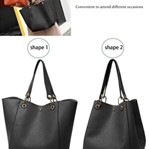 ALIDIA Tote Handbags for Women Large Capacity Bags Waterproof Faux Leather Crossbody Travel Purse Work Satchel Shoulder Bags,Black