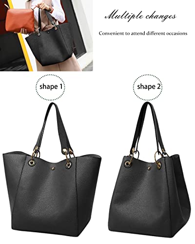 ALIDIA Tote Handbags for Women Large Capacity Bags Waterproof Faux Leather Crossbody Travel Purse Work Satchel Shoulder Bags,Black