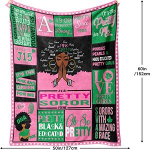 JunTaoic Sorority Gifts for Women Blanket 60''x50'', Birthday Gifts for Women, Gift for Women, Girls, Sisters Gifts from Sister, Bestie Gifts, Daughter Gift from Mom, Pink & Green 1908 Throw Blanket