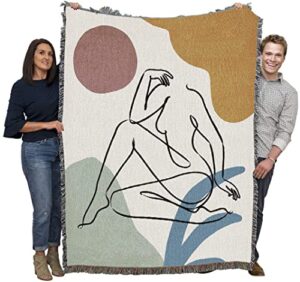 pure country weavers colorful nude 2 blanket by jj design house – abstact art – gift tapestry throw woven from cotton – made in the usa (72×54)
