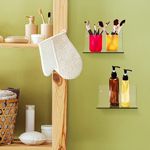 Yalikop 8 Pcs Small Adhesive Wall Shelves Acrylic Display Shelf Mini Floating Shelves Pop Shelves Hanging Display Shelves for Space