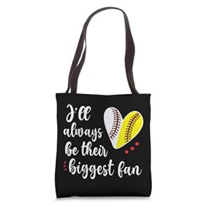 huge fan softball baseball player mother baller mom tote bag