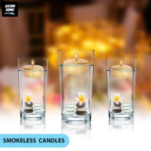 Axiom - Pack of 24 Floating Candles, 4 Hours Burning Time - Dripless Floating Candles for Valentine's Day - 100% Pure and Natural Hand-Rolled Wax Candles for Parties - Metallic Golden (Unscented)