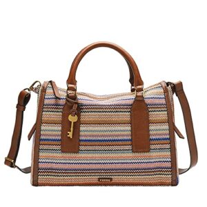 fossil women’s parker fabric satchel purse handbag, colorful stripes (model: zb1751875)
