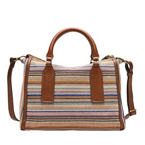 Fossil Women's Parker Fabric Satchel Purse Handbag, Colorful Stripes (Model: ZB1751875)