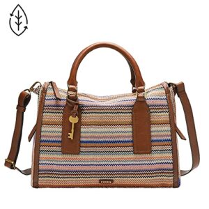 Fossil Women's Parker Fabric Satchel Purse Handbag, Colorful Stripes (Model: ZB1751875)