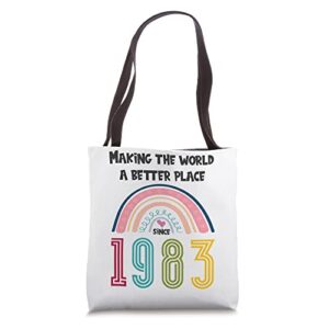 40 birthday making the world a better place since 1983 tote bag