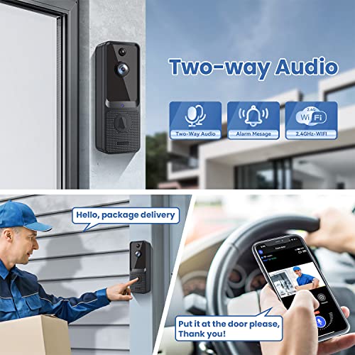 EKEN Wireless Doorbell Camera with Chime Smart Video Doorbell Camera with Motion Detector | Cloud Storage | HD Live Image | 2-Way Audio | Night Vision | 2.4G WiFi | 100% Wire-Free for iOS & Android