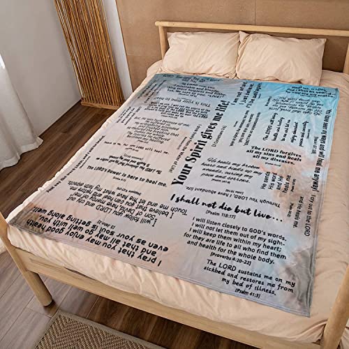 Prayer Healing Blanket with Inspirational Scripture Bible Verse Soft Flannel Throw Blankets Christian Religious Gifts for Women Men 60" x 50"