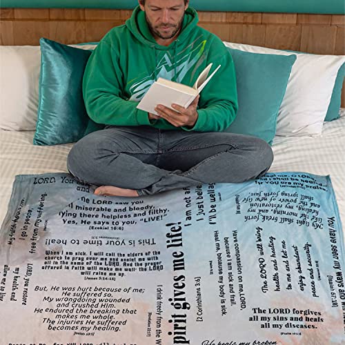 Prayer Healing Blanket with Inspirational Scripture Bible Verse Soft Flannel Throw Blankets Christian Religious Gifts for Women Men 60" x 50"