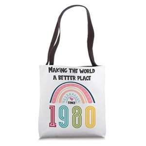 43 birthday making the world a better place since 1980 tote bag