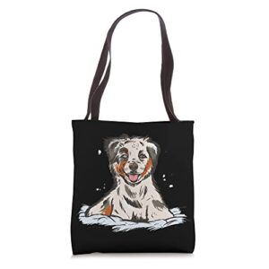 australian shepherd illustration dog puppy tote bag