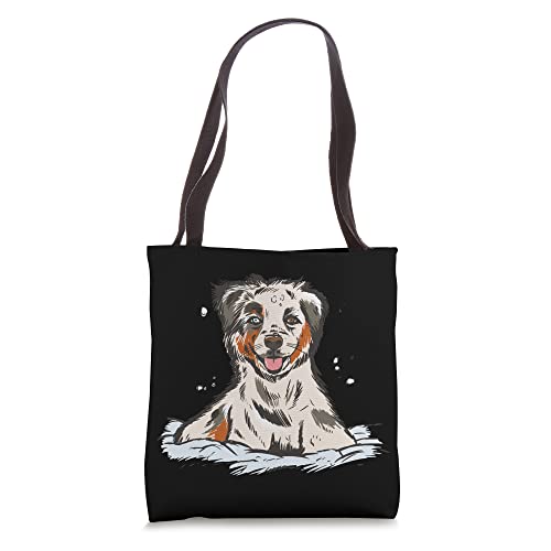 Australian Shepherd illustration Dog Puppy Tote Bag