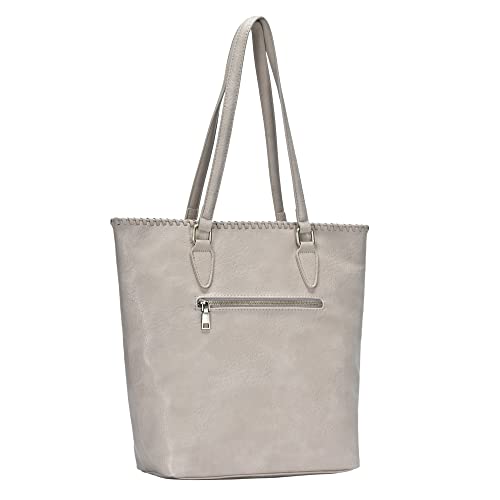 Antik Kraft - The Caroline 2-IN-1 Tote Purse, Shoulder Bag, Removable Wristlet Clutch Purse - Light Taupe