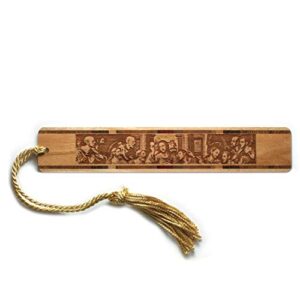 Personalized The Last Supper Jesus Apostles Engraved Wooden Bookmark - Made in USA - Also Available Without Personalization