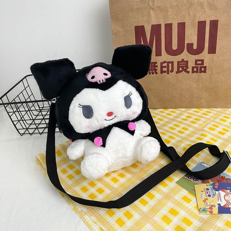 Hipi-shop Crossbody Bags for Women Furry doll Lolita bag zipper cute canvas bag Purses and Handbags Canvas shoulder Bag, Black